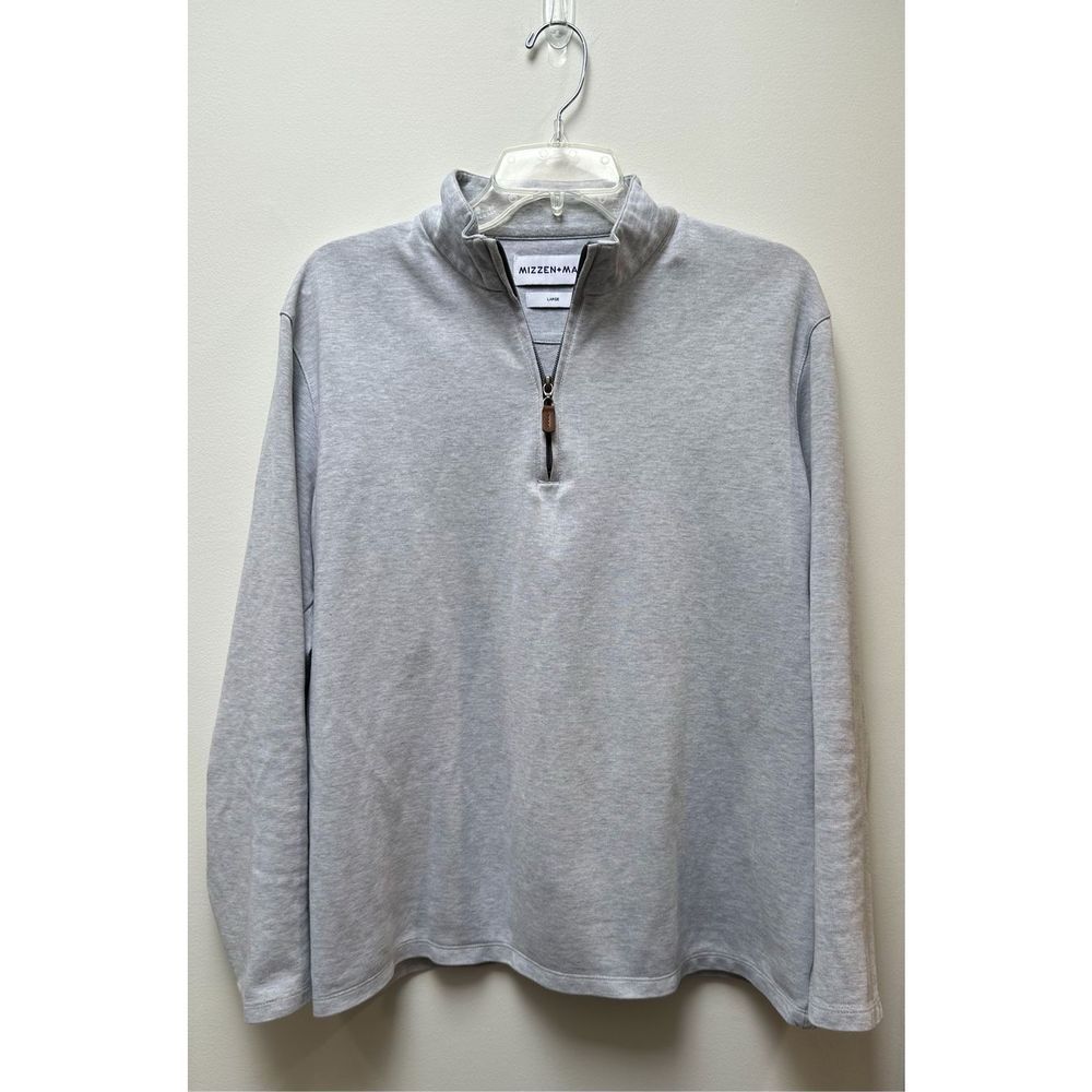 Mizzen + Main men’s 1/4 zip gray pullover sweater size Large   #5-1101